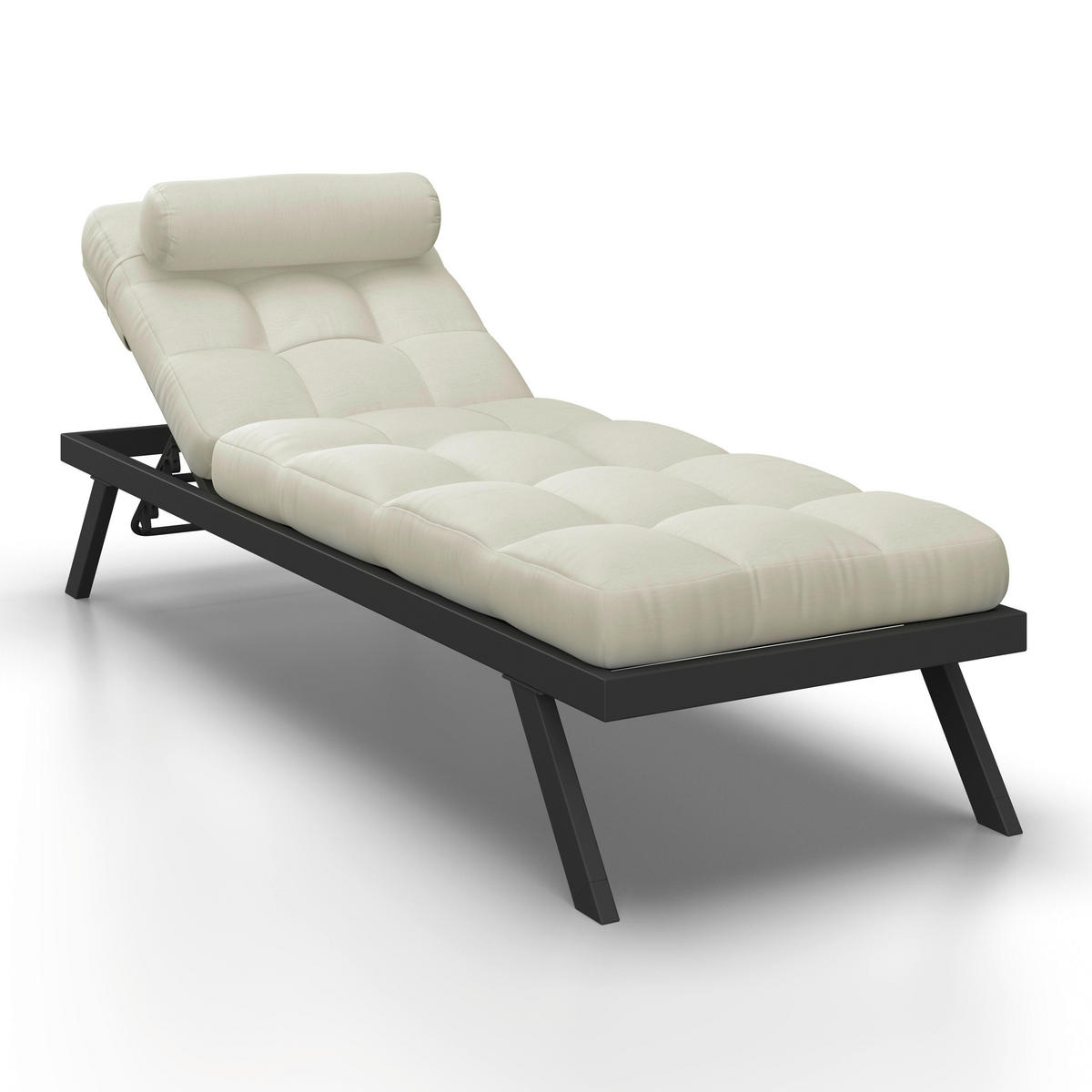 GARTENLIEGE Avola Creme Outdoorstoff/Metall +Abdeckung - Weiß, Metall (199/31/68cm) - Bessagi Garden