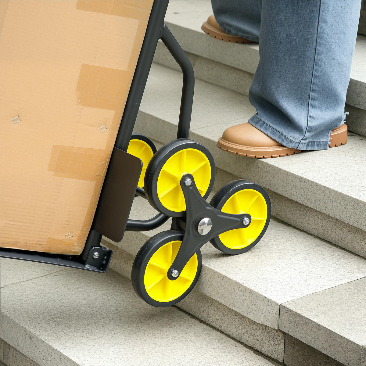TREPPENSACKKARREN DE-18162 120 kg, 6-Rollen, klappbar Gelb - Gelb, Metall (44/67/106.5cm) - ComfortXL