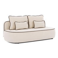 SCHLAFSOFA Vero im modernen und abgerundeten Design mit Bettkasten aus Creme Plüschstoff mit brauner Paspel - Creme/Schwarz, Holz/Kunststoff (210/90/98cm) - S-Style Möbel