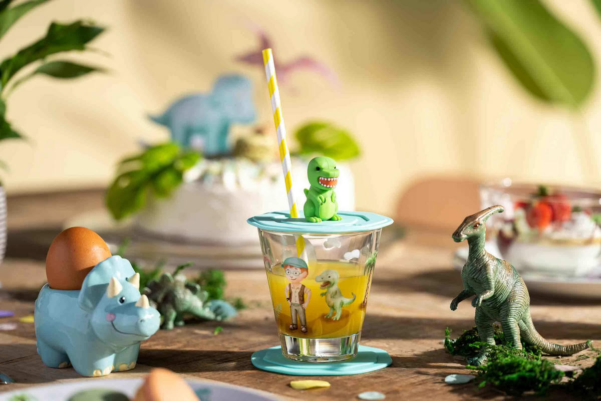 KINDERBECHERSET Bambini Avventura Dino 215 ml - Grün, Glas (0.215L) - Leonardo Living