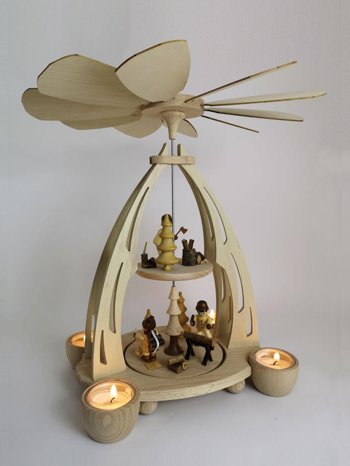 PYRAMIDE Holzmacher 20/24/35 cm - Multicolor, Holz (0.1/35/0.1cm) - Dekoteam24