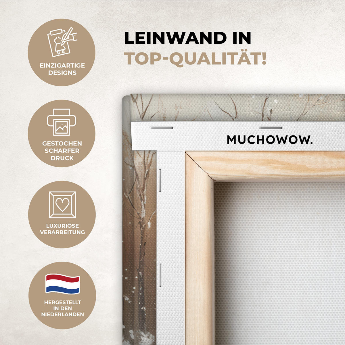 LEINWANDBILD Weihnachten - Zuhause - Winter - Schnee Wanddeko 90x60 cm - Creme, Textil (90/60cm) - MuchoWow