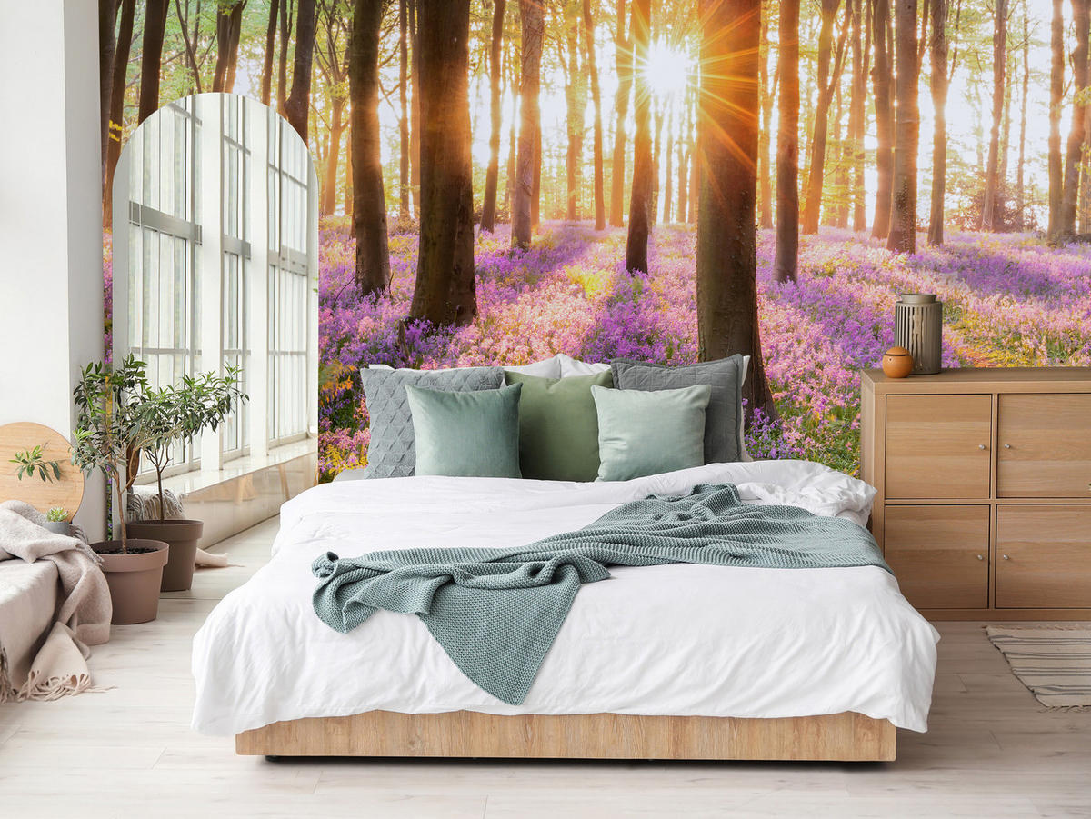 FOTOTAPETA Les Kvety Východ Slnka Krajina 3D 400 x 280 cm - oranžová/hnedá, papier (400/280cm) - Muralo