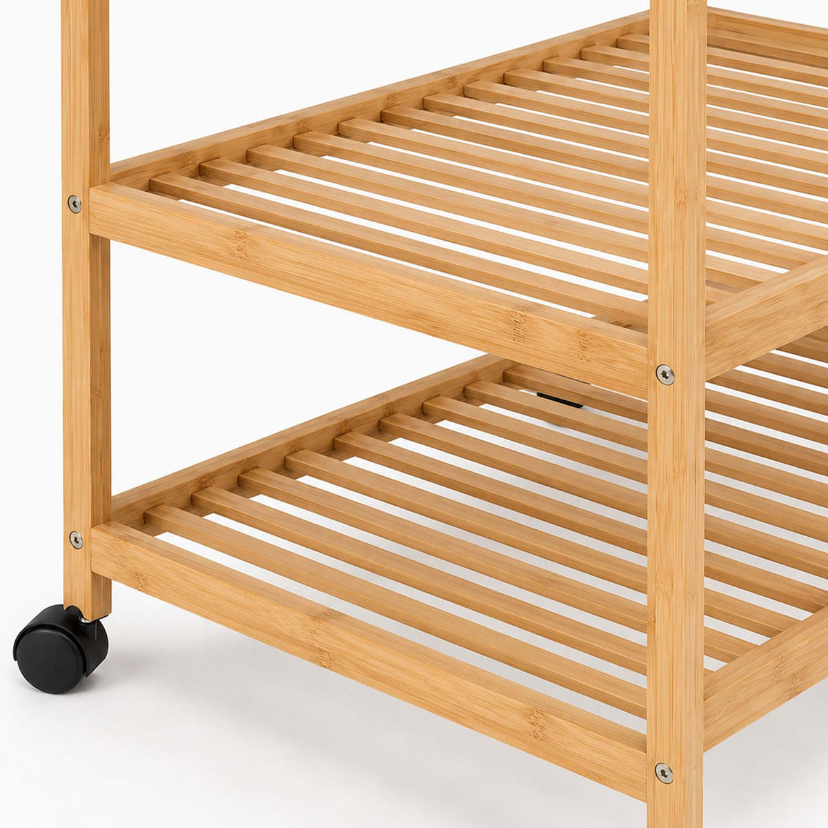 KLÄDSTÄLLNING Natur bambu med hjul - Ljusbrun, Trä/Plast (100/160/35cm) - Relaxdays