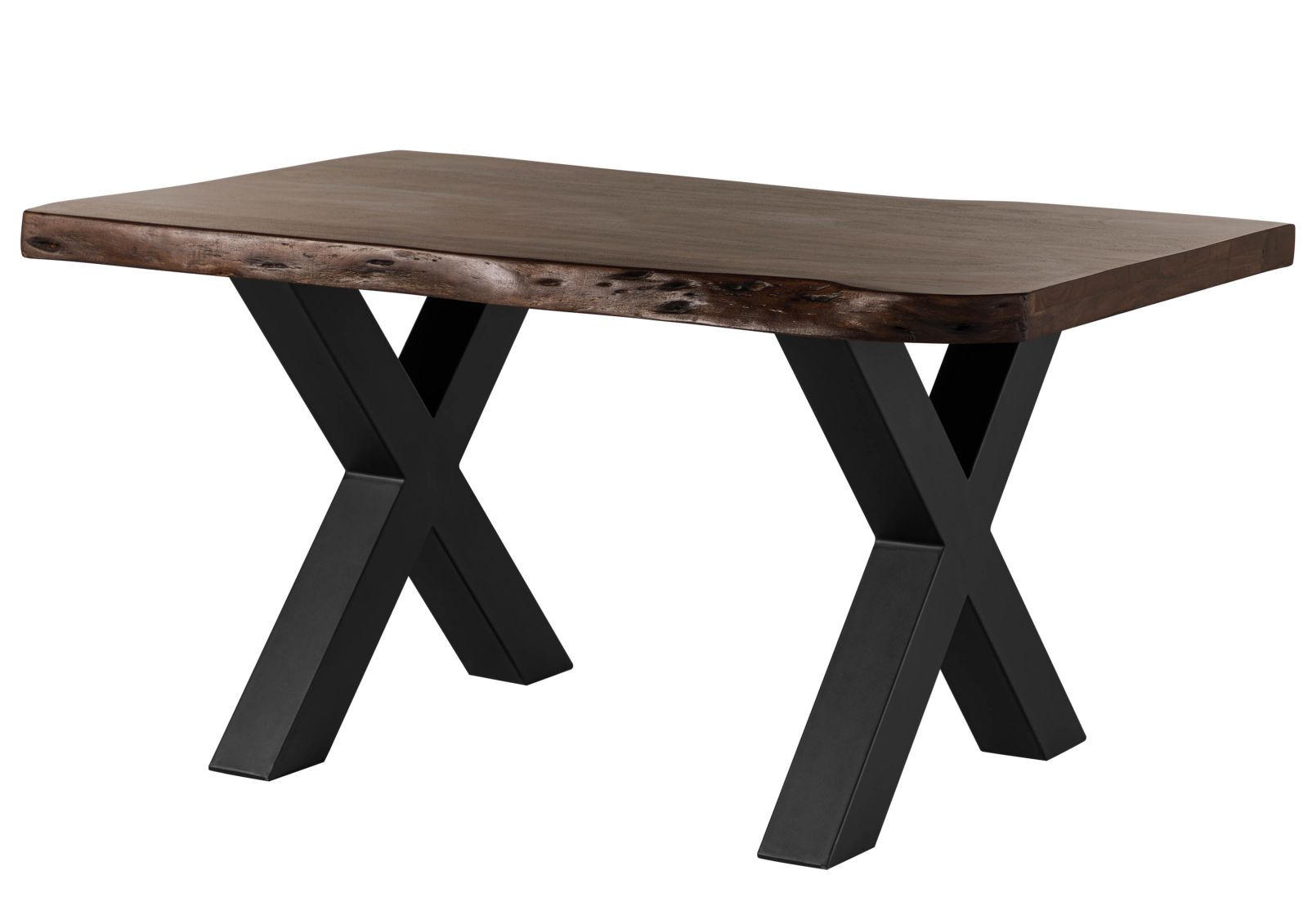 BAUMTISCH Akazie 140x90x77 braun lackiert / X-Beine anthrazit matt FREEFORM 5 - Anthrazit/Braun, Holz (140/90/77cm) - Massivmoebel24