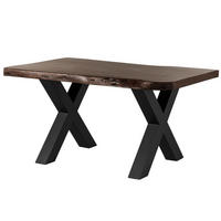 BAUMTISCH Akazie 140x90x77 braun lackiert / X-Beine anthrazit matt FREEFORM 5 - Anthrazit/Braun, Holz (140/90/77cm) - Massivmoebel24