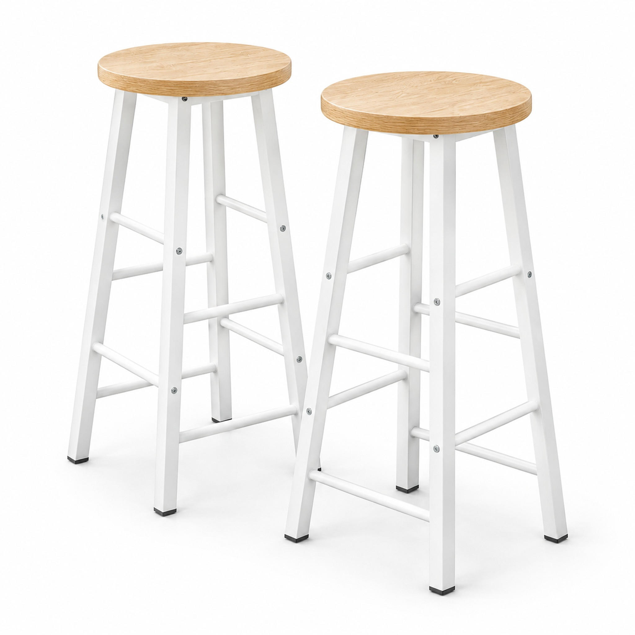 BARHOCKER 2er-Set mit Fußlehne Eichefarben - Eichefarben, Metall (30/71/30cm) - MIVRAY