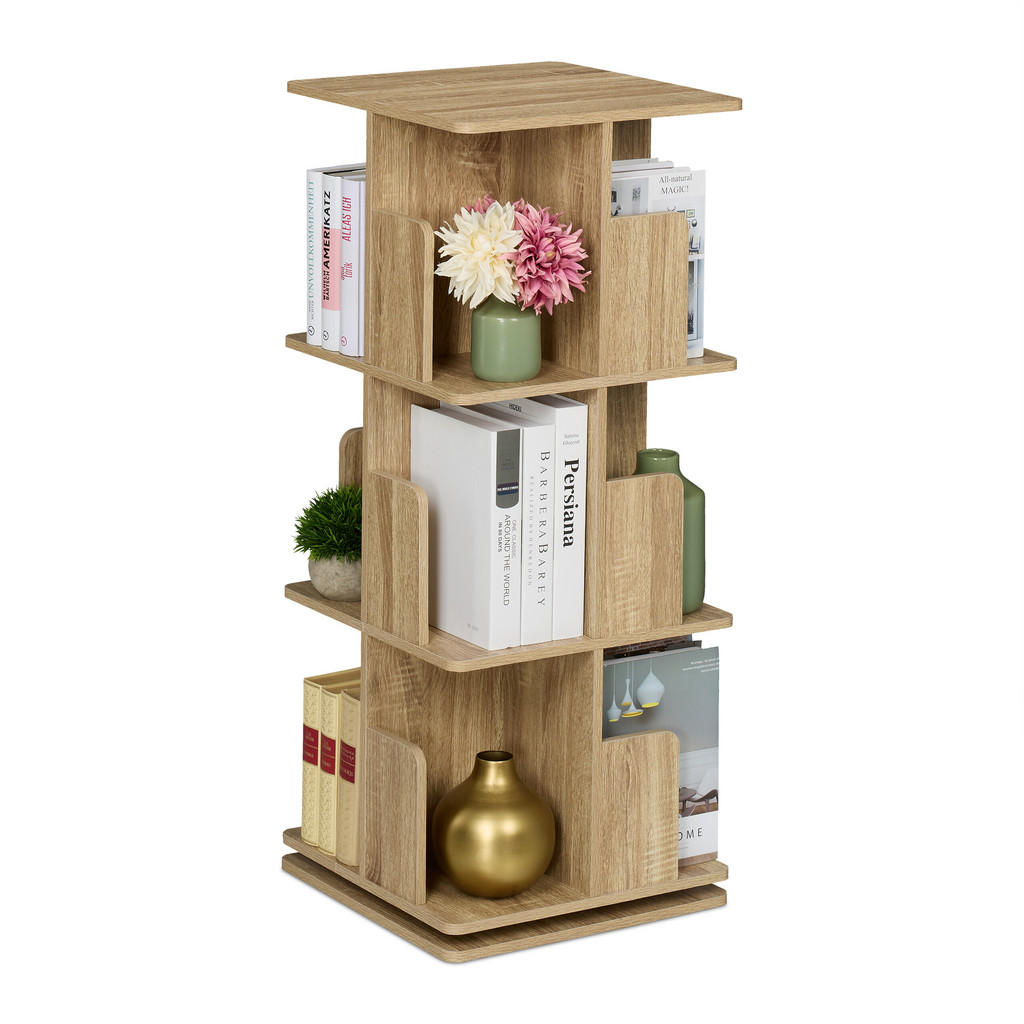 BIBLIOTECĂ Natural aspect lemn 3 niveluri