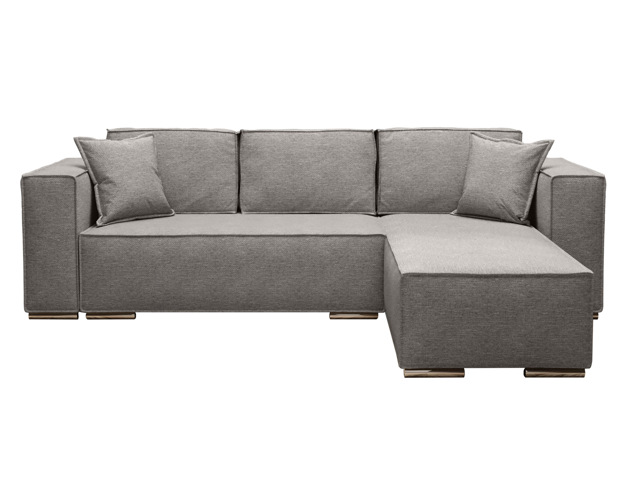 ECKSOFA L Form Vinoria Hellgrau 255/180/82 cm Rechts mit Schlaffunktion - Chromfarben/Hellgrau, Textil/Metall (255/180cm) - AX Living