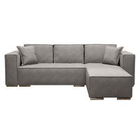 ECKSOFA L Form Vinoria Hellgrau 255/180/82 cm Rechts mit Schlaffunktion - Chromfarben/Hellgrau, Textil/Metall (255/180cm) - AX Living