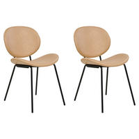 ESSZIMMERSTUHL 2er-Set Kunstleder Beige Luana - Beige, Textil/Metall (50/80/52cm) - Beliani