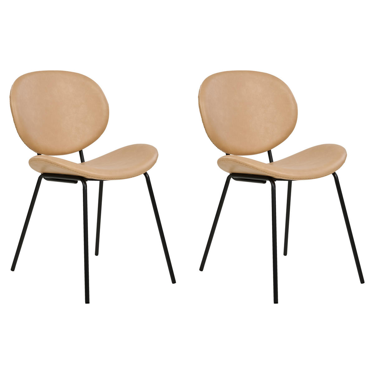 ESSZIMMERSTUHL 2er-Set Kunstleder Beige Luana - Beige, Textil/Metall (50/80/52cm) - Beliani