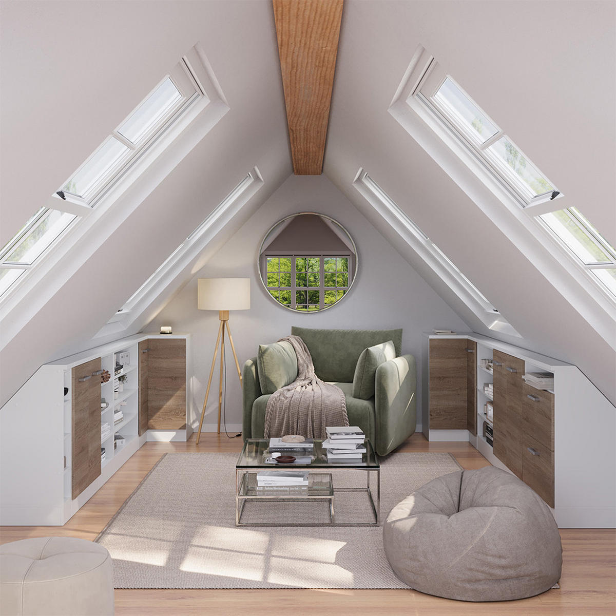 ECK-KÜCHENSCHRANK FÜR DACHSCHRÄGEN R-Line Sonoma 75.6 cm mit 1 Tür - Weiß/Sonoma Eiche, Holzwerkstoff (75.6/81.6/75.6cm) - Vicco