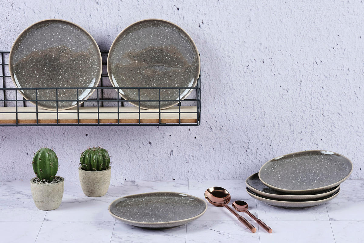 TELLER Stellar Ø22cm - 6er-Set - Betongrau - Grau, Keramik (22cm) - Björn