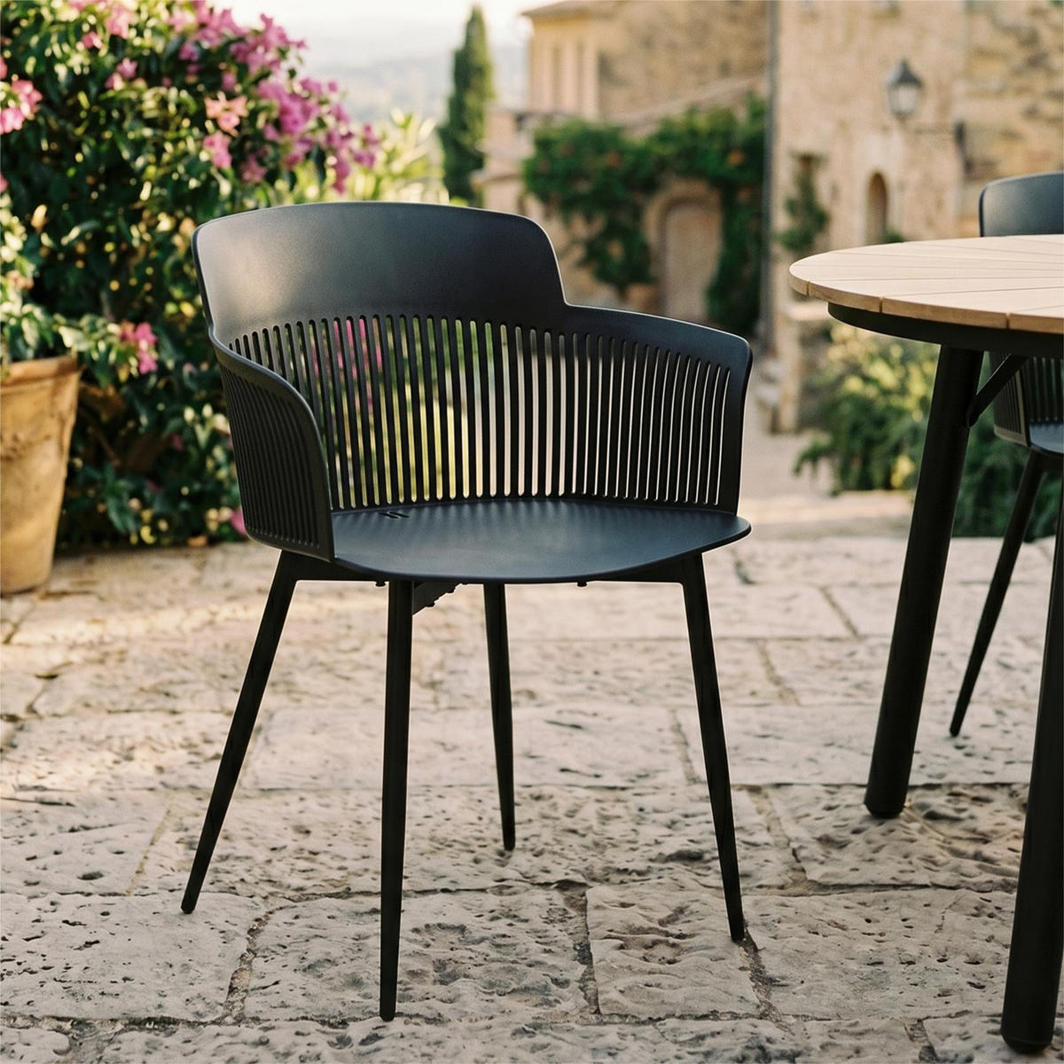 GARTENSTÜHLE MANTEY 4er-Set schwarz - Schwarz, Metall (59/81/52cm) - IDIMEX