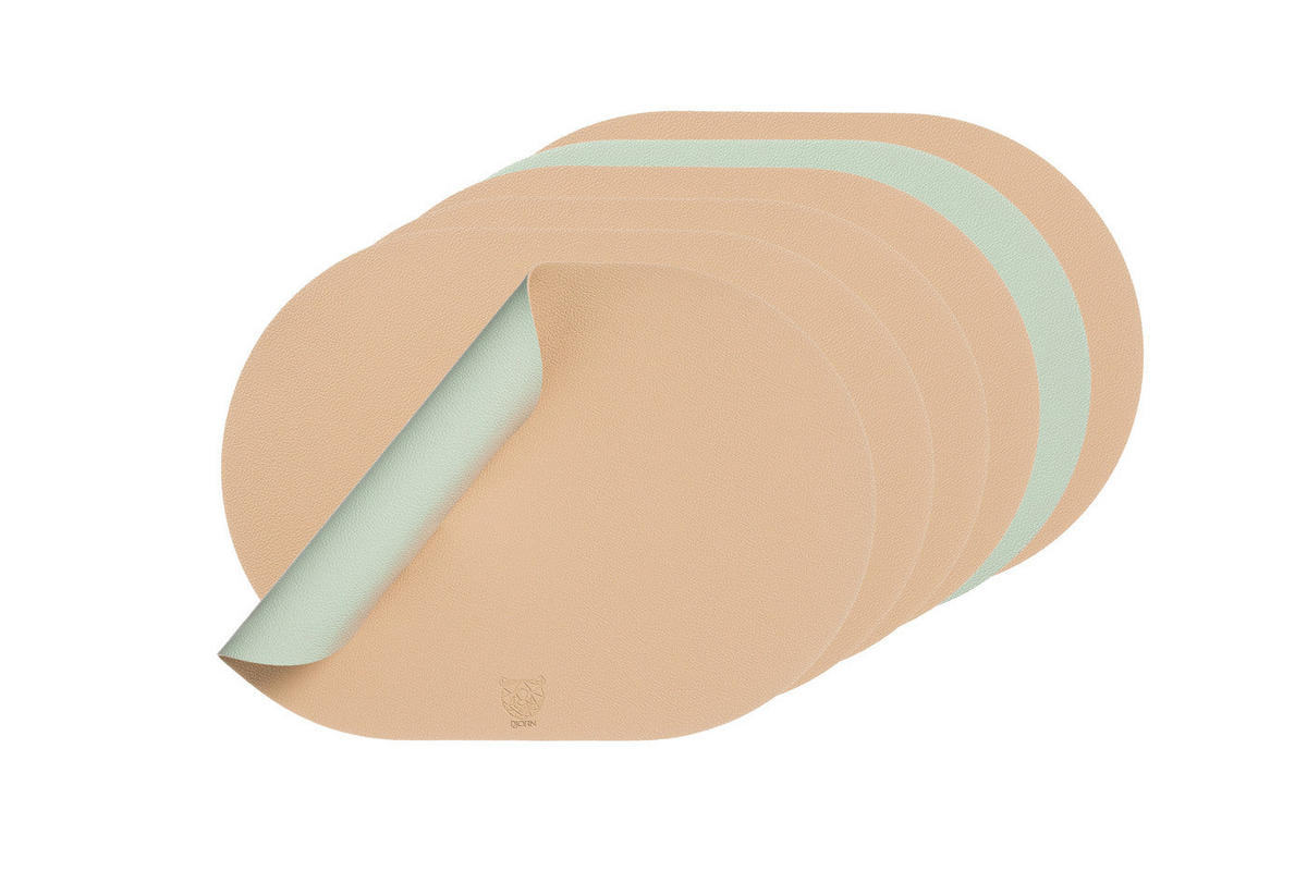 TISCHSET - 6er-Set - Recyceltes Leder in Blassrosa und Blassgrün - Pink, Textil (30/44.5cm) - Björn