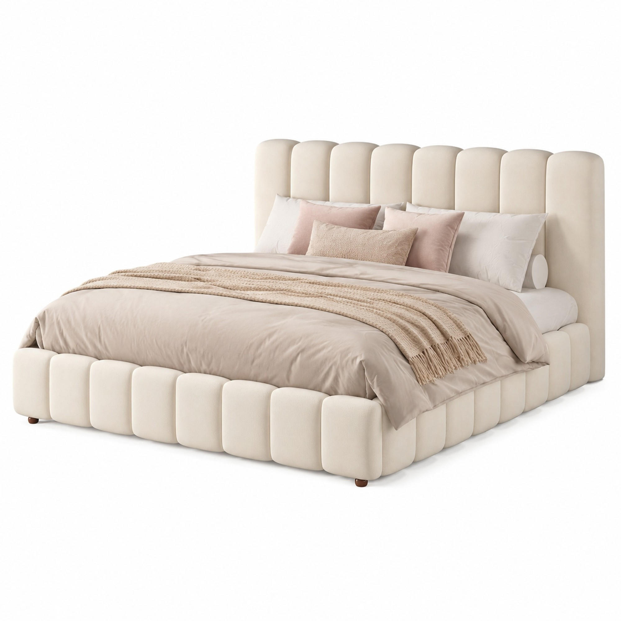 POLSTERBETT 180/200 cm in Beige mit Samtbezug und Stauraum - Beige, Textil (180/200cm) - Flora Grace
