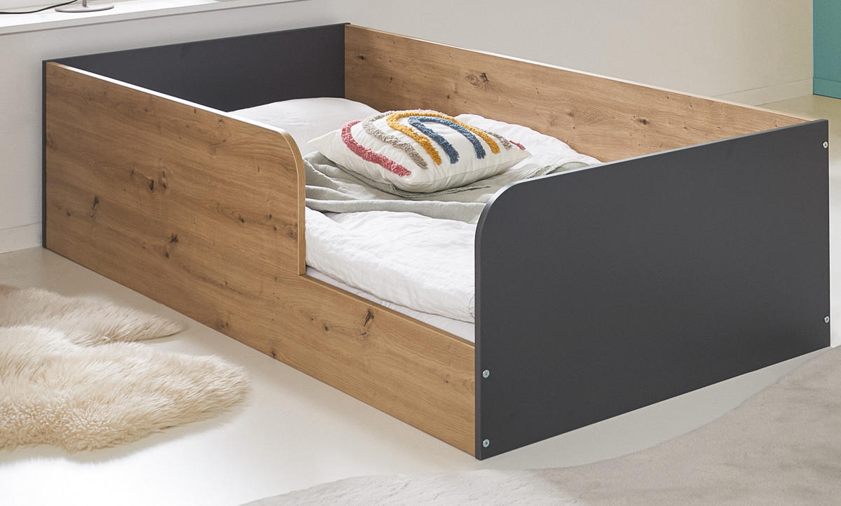 BODENBETT Alessio 90 x 200 cm - Anthrazit/Eiche Artisan, Holzwerkstoff (90/200cm) - arthur berndt