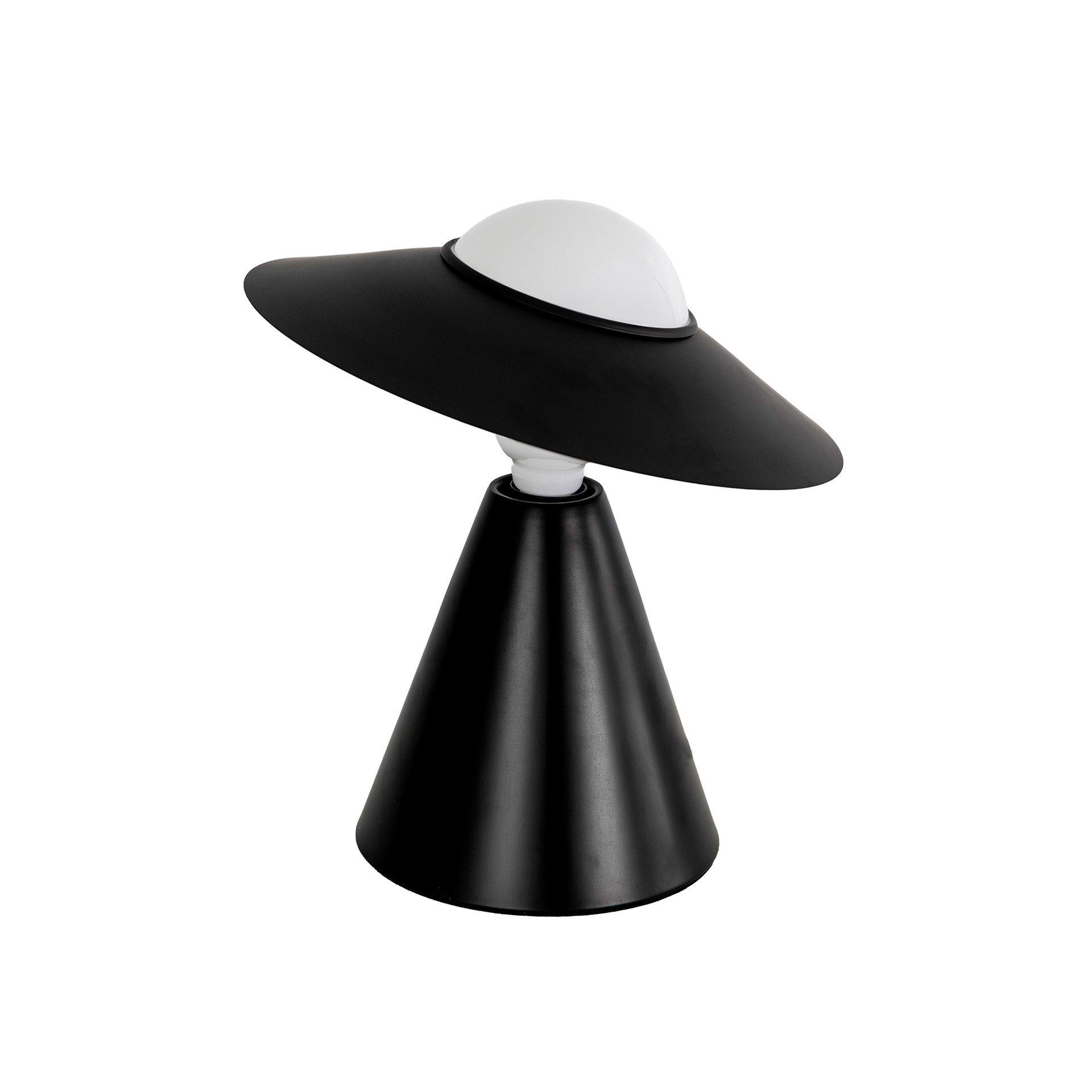 TISCHLEUCHTE aus weißem Glas und schwarzem Stahl Ø29/34 cm - Schwarz, Metall (29/29/34cm) - The Lumine