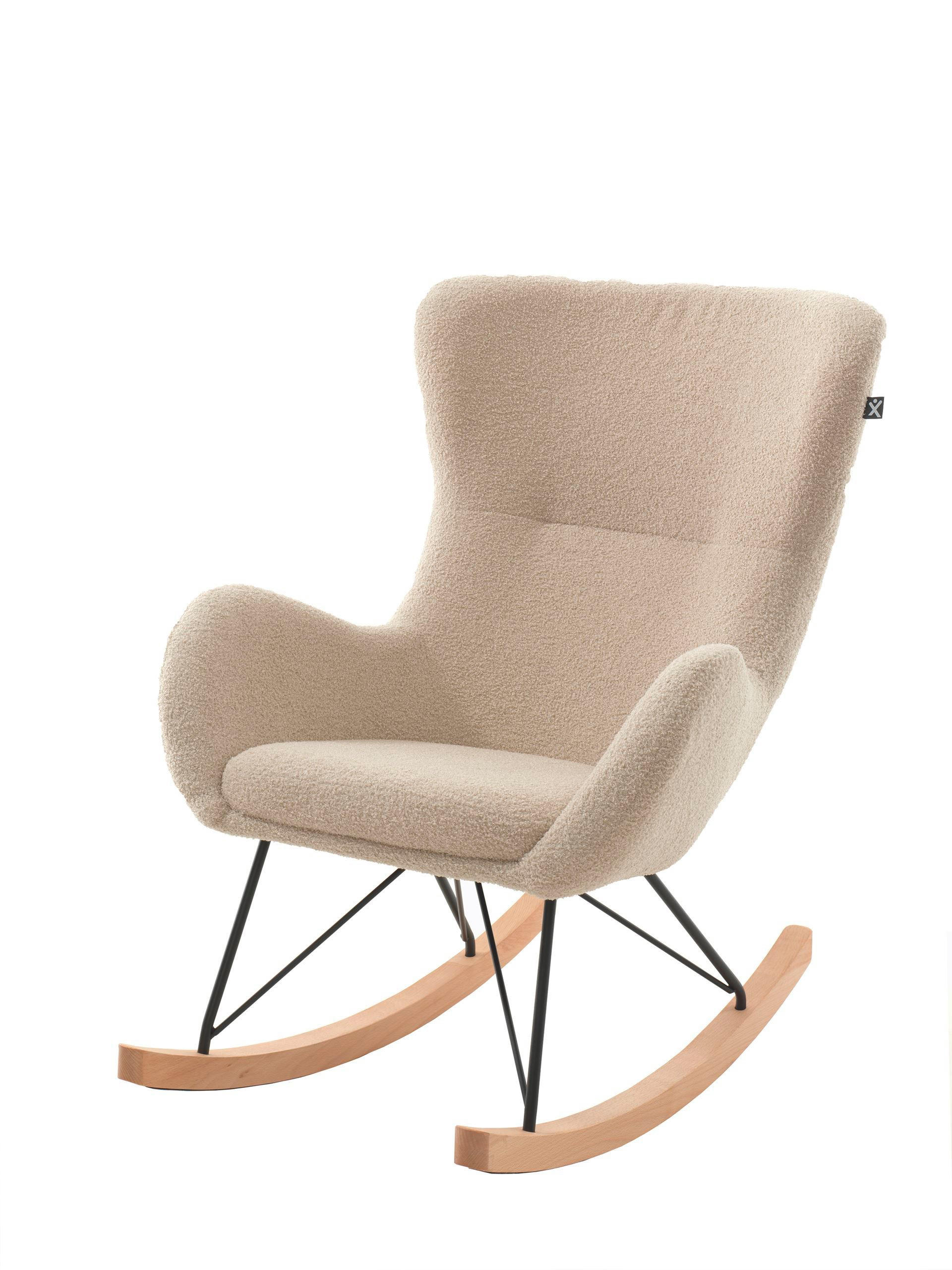 SCHAUKELSTUHL Keila komfortabel und bequem Bouclé Stoff in beige - Beige, Kunststoff (76/101/110cm) - 58aufmkessel