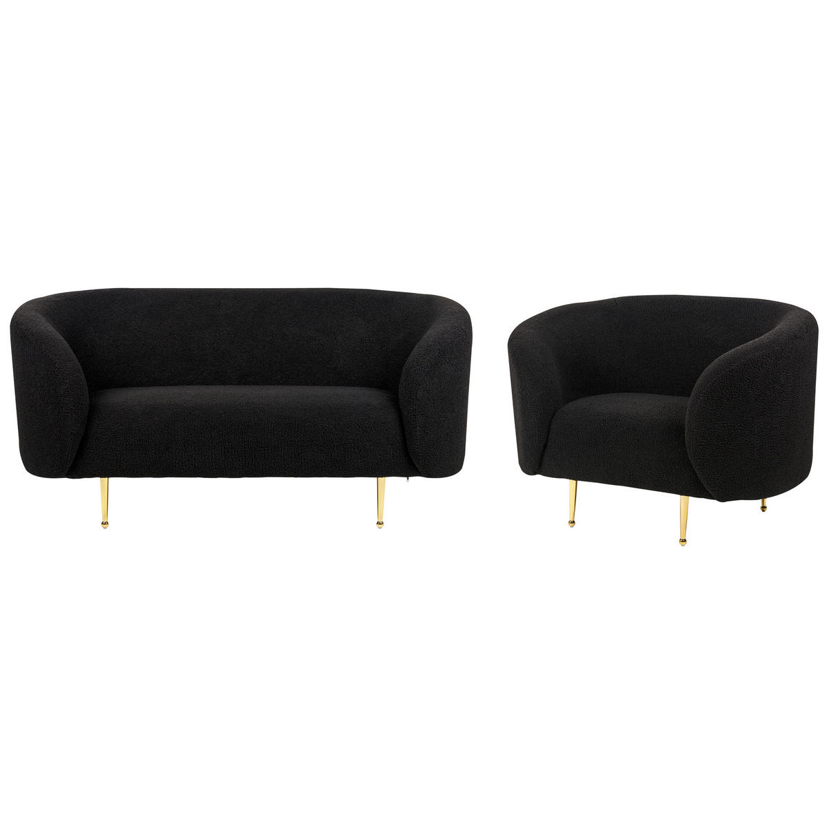 3-SITZER SOFA SET Bouclé Schwarz Loen - Schwarz, Textil (155/79/70cm) - Beliani