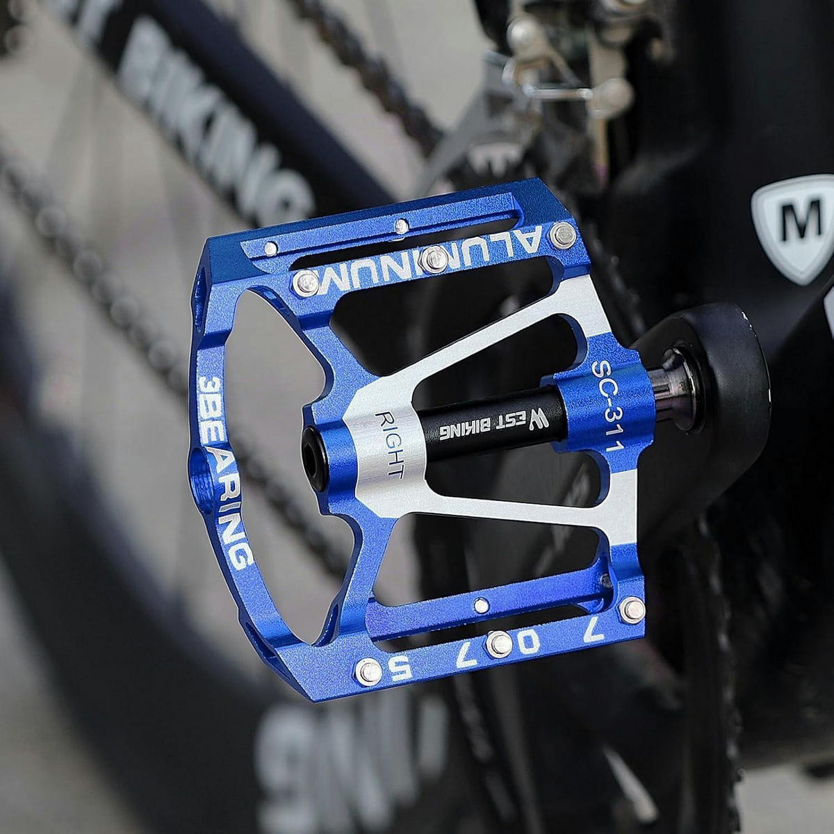 FAHRRADPEDALE Aluminium CNC blau 9/16 Zoll rutschfest 3 Dichtlager - Blau, Metall (10/1.5/10cm)