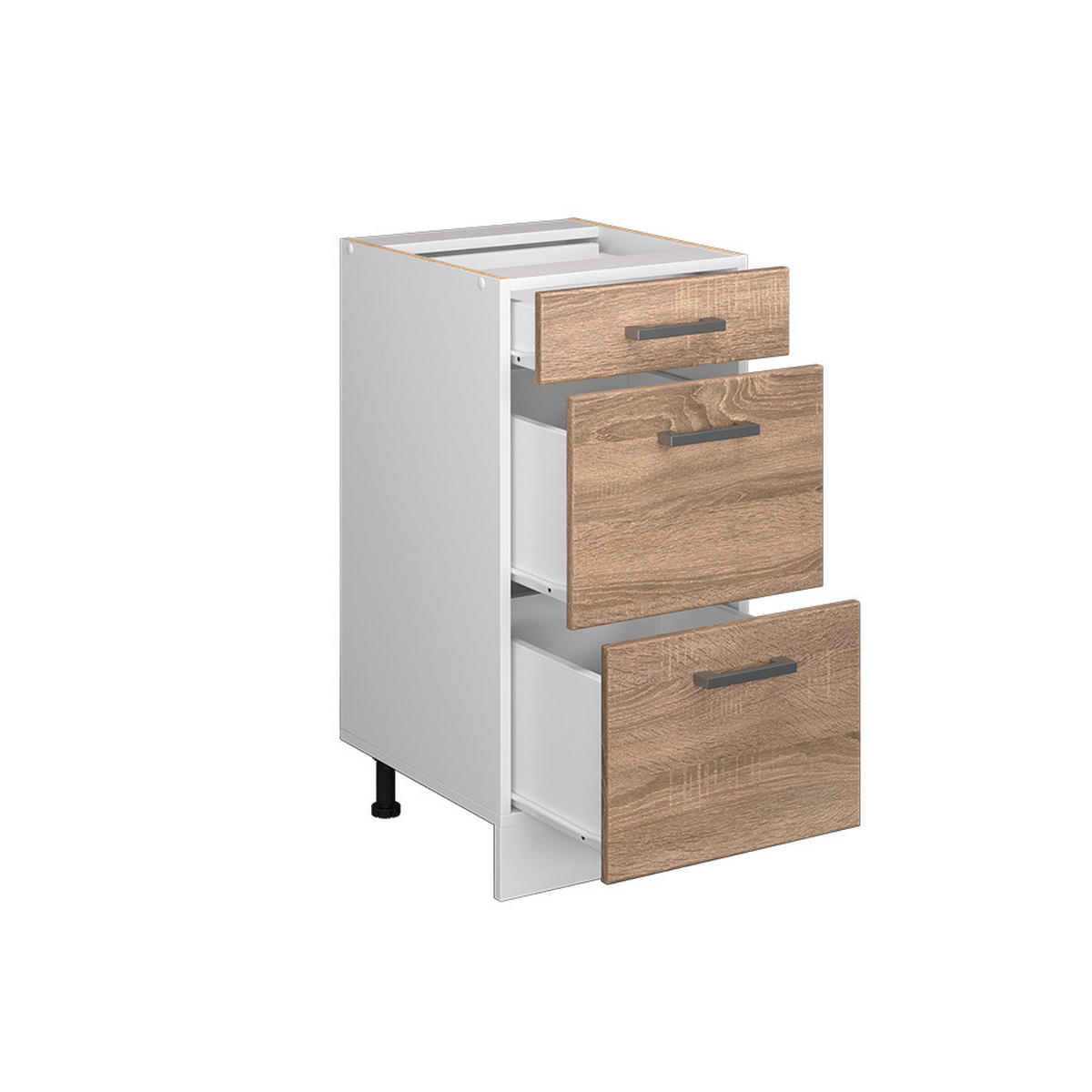 UNTERSCHRANK R-Line Sonoma 40 cm mit Schubladen, ohne AP - Weiß/Sonoma Eiche, Holzwerkstoff (40/81.6/46cm) - Vicco