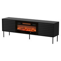TV-LOWBOARD Cortina 180 mit Elektrische Kamin - Schwarz, Holzwerkstoff/Metall (180/60/40cm) - MIRJAN24