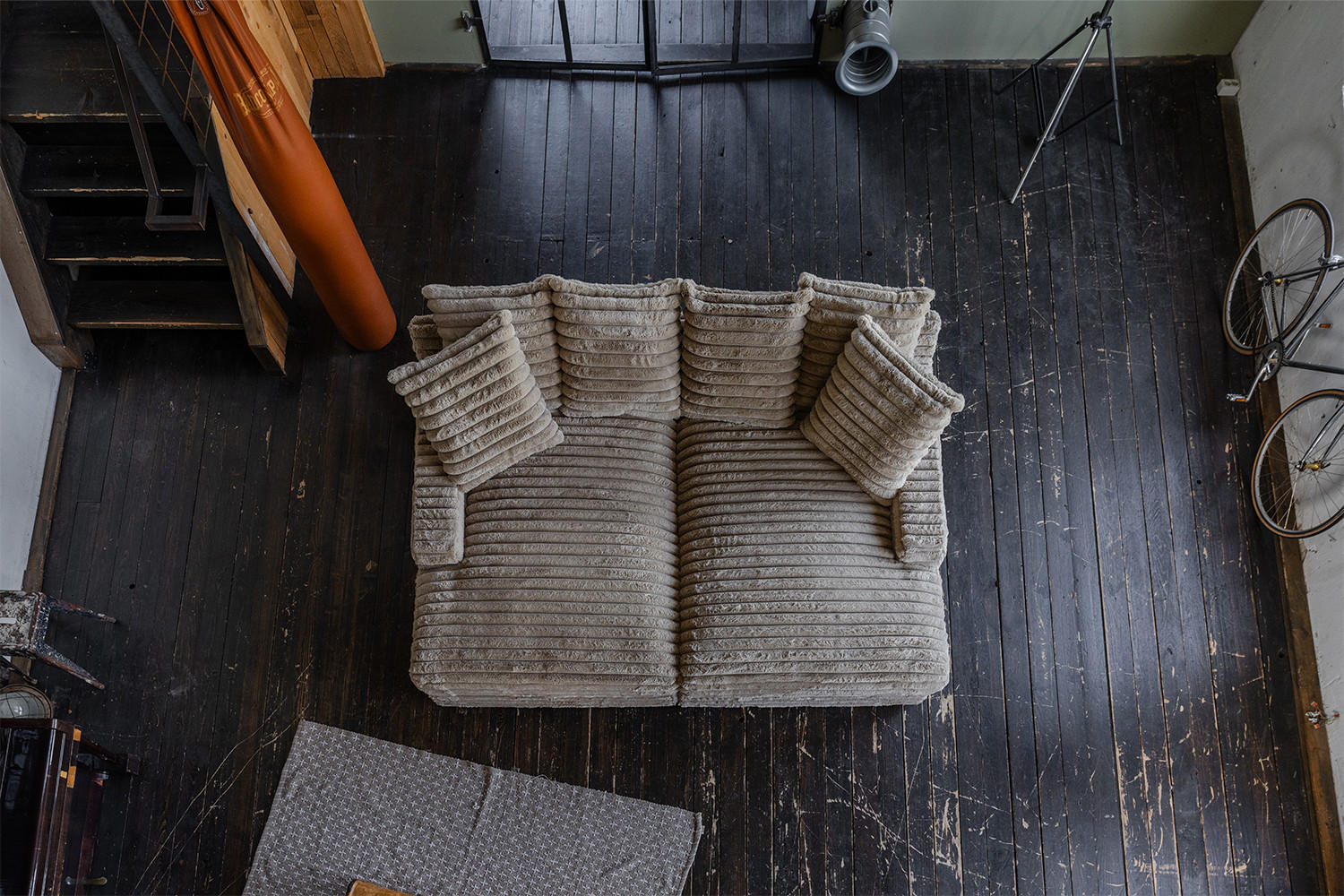 BIG SOFA CADY Taupe Cord - Taupe/Schwarz, Kunststoff/Textil (248/73/168cm) - KAWOLA