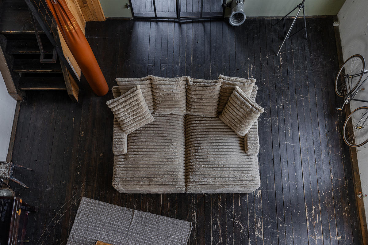 BIG SOFA CADY Taupe Cord - Taupe/Schwarz, Kunststoff/Textil (248/73/168cm) - KAWOLA