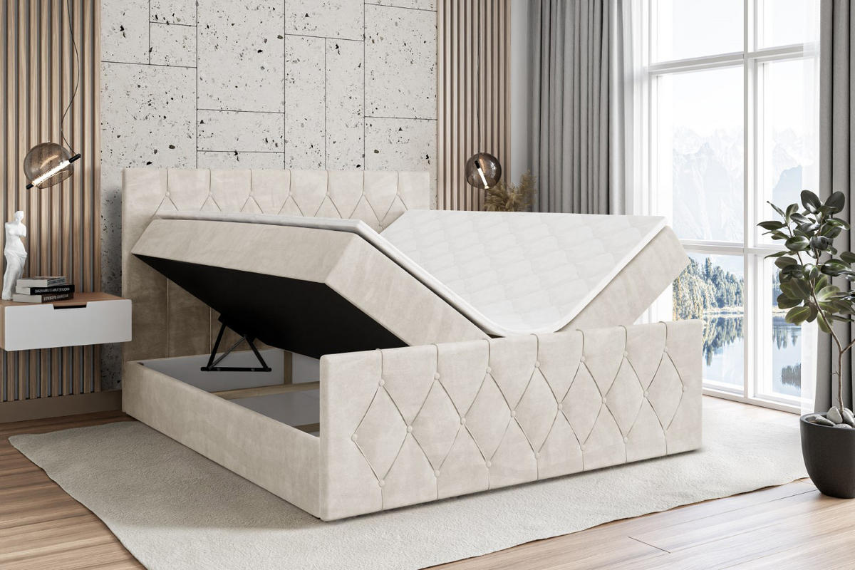 BOXBETT VELANTO-Z - 120 x 200 - H3 - Ecru - Beige, Holzwerkstoff (120/200cm) - ALTDECOR