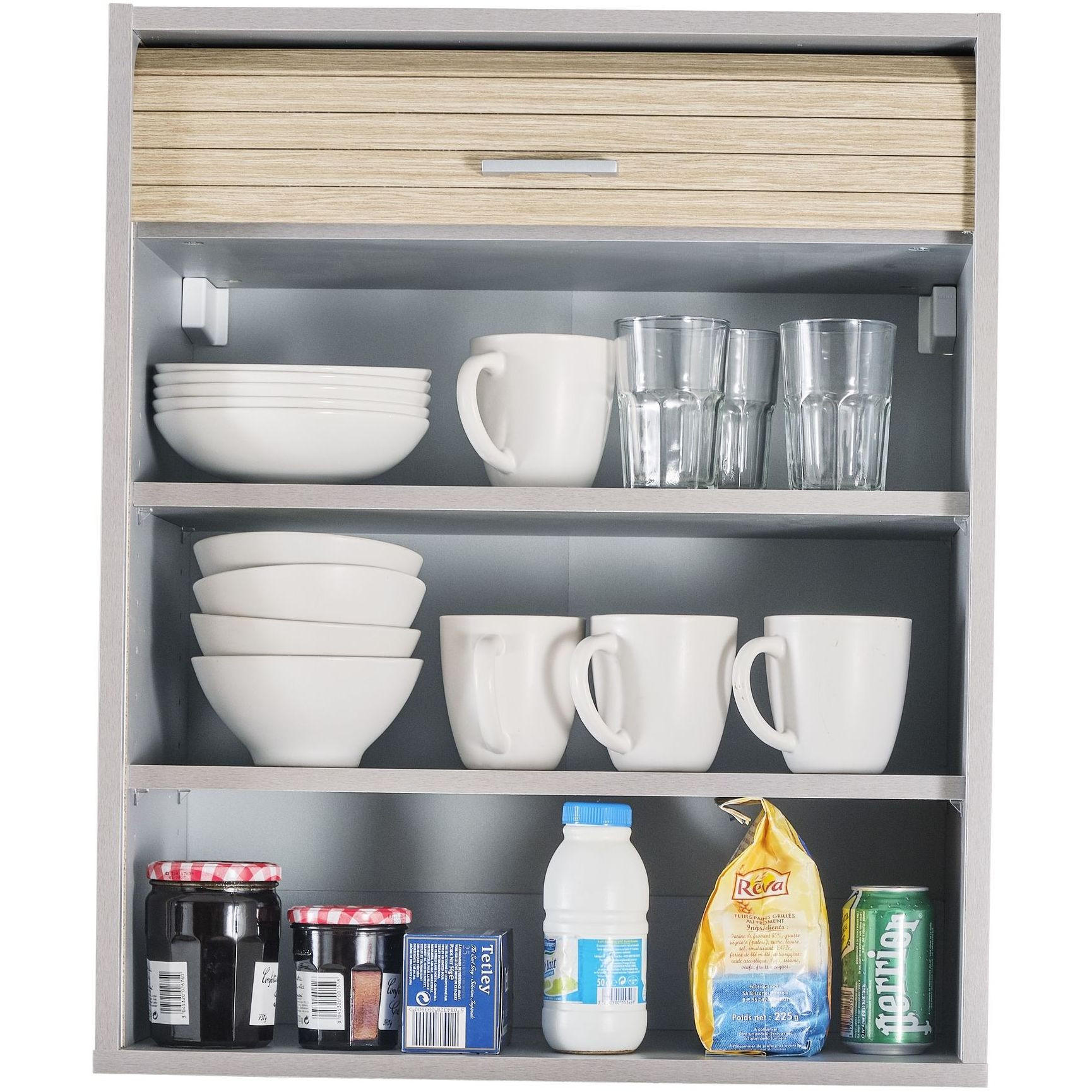 KÜCHENOBERSCHRANK mit Rolladentür 35/60/72cm - Alufarben, Holzwerkstoff (60/72/35cm) - Simmob