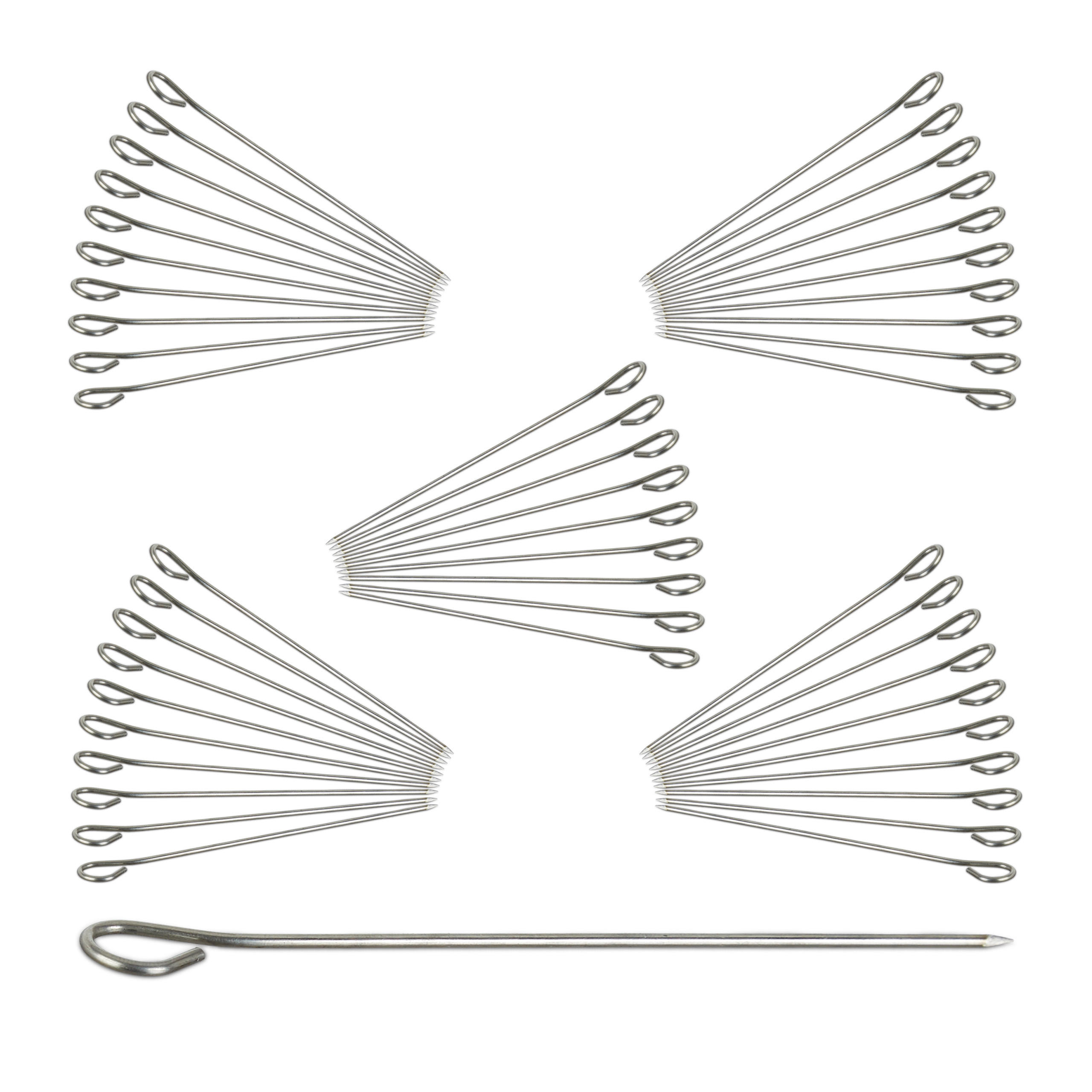 50XROULADENNADELN - Silberfarben, Metall (11cm) - Relaxdays