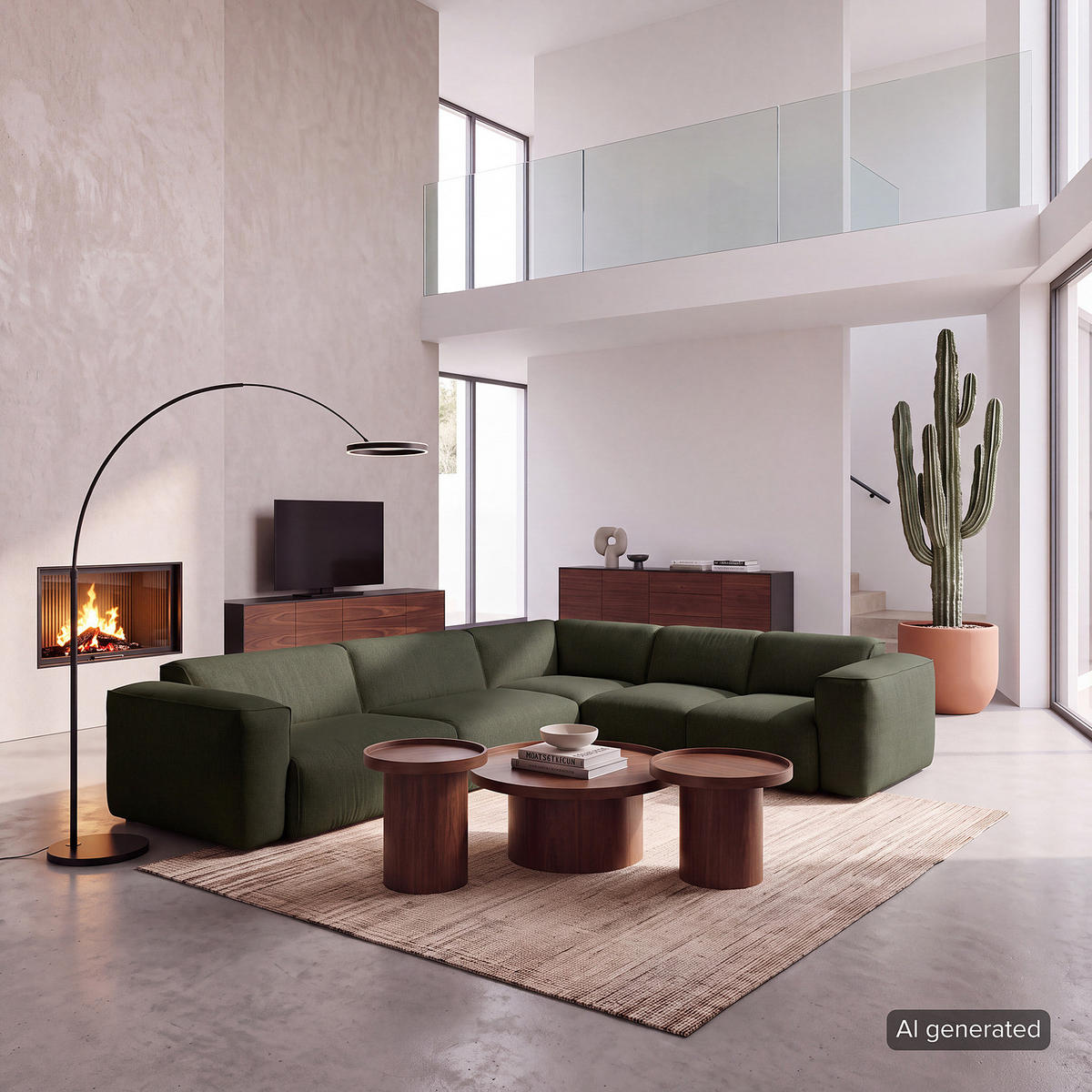 ECKSOFA mit Rundecke - Schwarz/Grau, Kunststoff/Textil (325/260cm) - home24