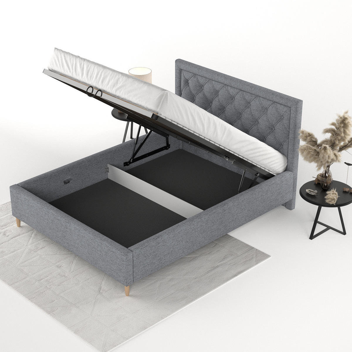 POLSTERBETT Lido 180/200 cm Grau im Neve Stoff - Naturfarben/Grau, Holz/Holzwerkstoff (180/200cm) - AltaBeds