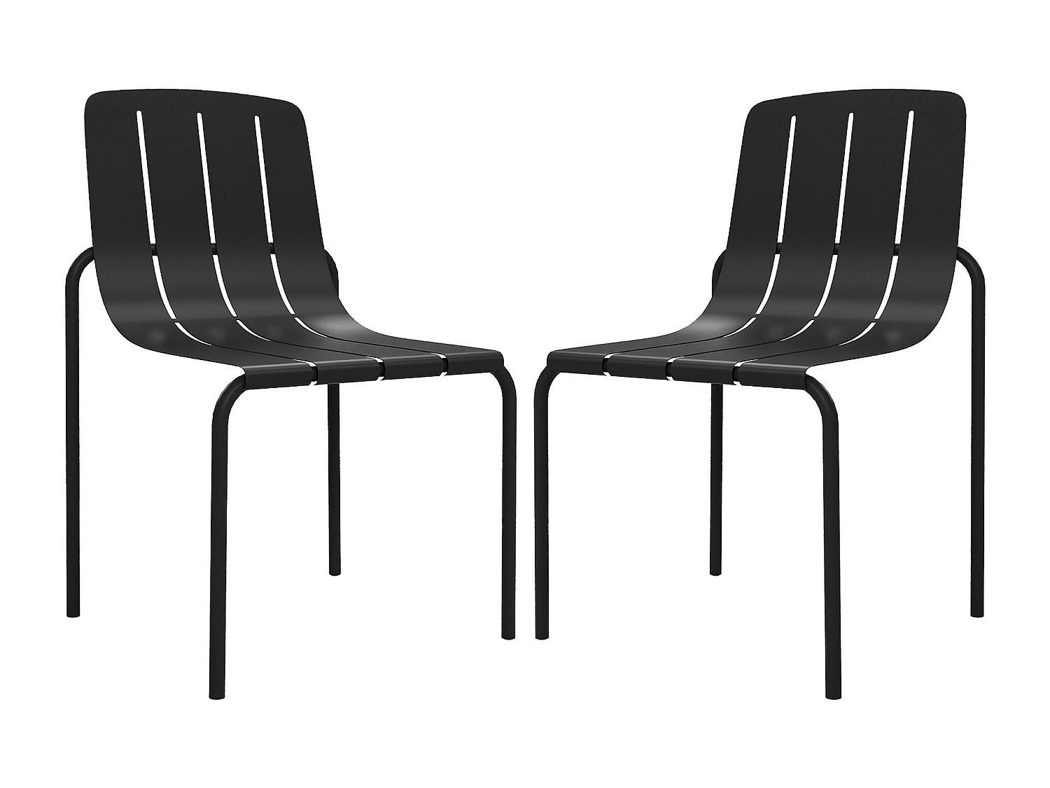 2-TEILIGES Gartenstuhl-Set - 47,5 x 54,5 cm - metall - schwarz - Balvora - Schwarz, Metall (47.5/80.5/54.5cm) - Vente-Unique