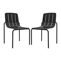 2-TEILIGES Gartenstuhl-Set - 47,5 x 54,5 cm - metall - schwarz - Balvora - Schwarz, Metall (47.5/80.5/54.5cm) - Vente-Unique