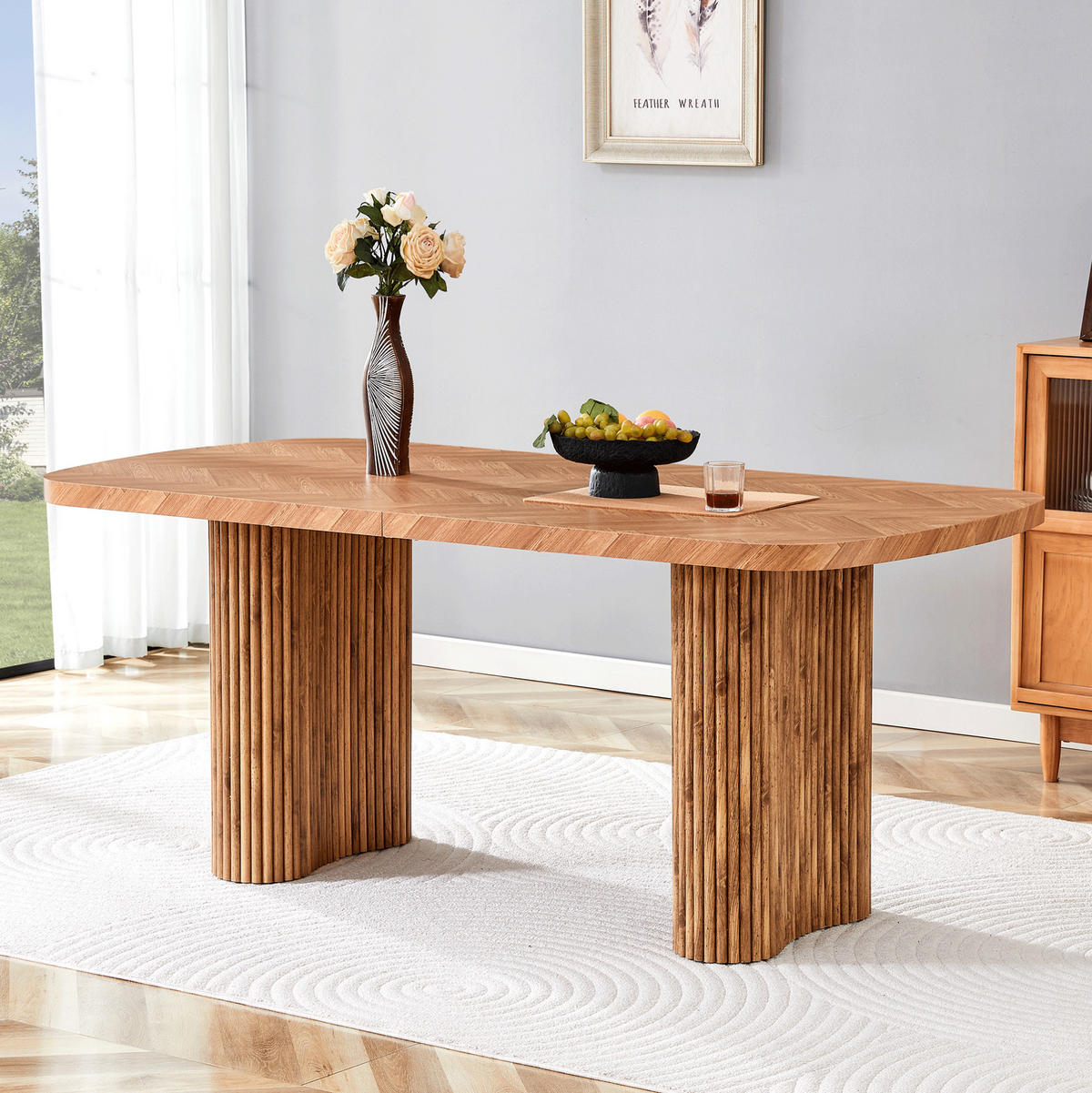 ESSTISCH 180/90 cm aus MDF mit bogenförmigem Säulengestell und vielseitiger Nutzung, Walnussfarben - Braun, Holzwerkstoff (180/90/76cm) - Redom