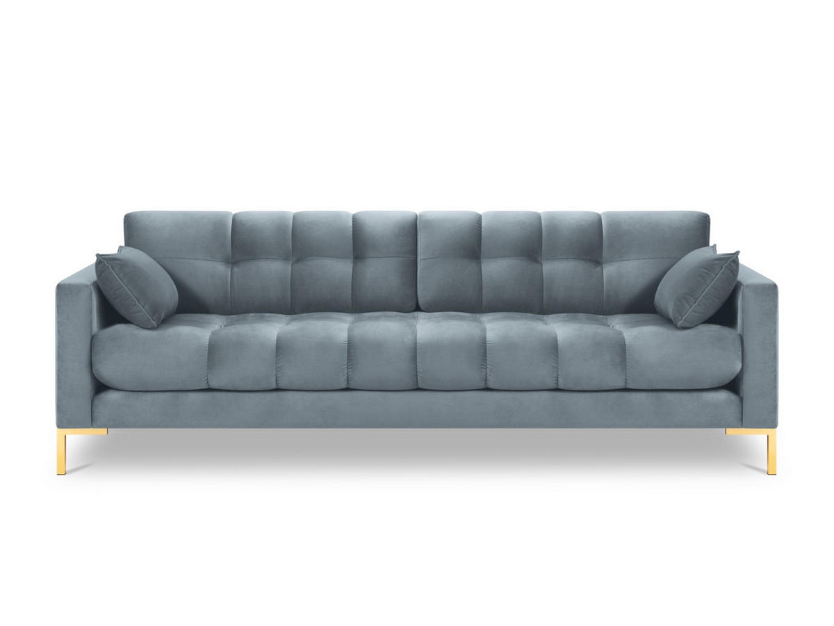 SOFA Mamaia aus Samt hellblau 4 Sitzplätze - Hellblau, Textil (92/75/217cm) - Micadoni