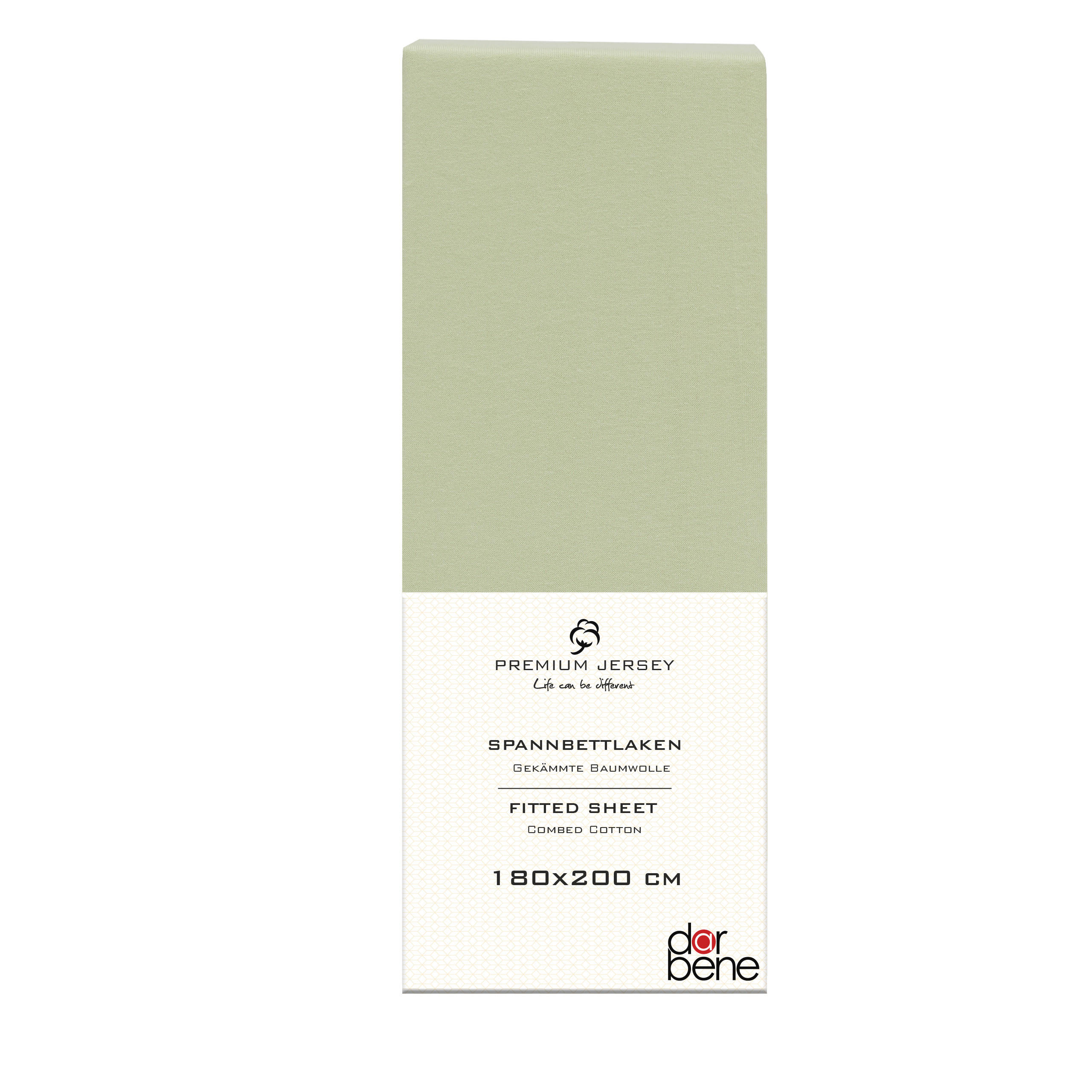 SPANNBETTLAKEN Premium Jersey Baumwolle - Hellgrün, Naturmaterialien (180/200cm) - DarBene