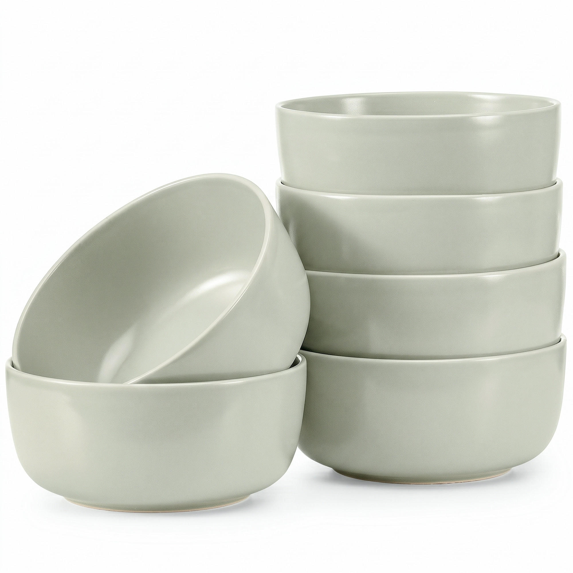 SCHÜSSEL-SET VICTO 6 Personen 6-tlg, matt beige/grün/grau - Hellgrün, Keramik - KONSIMO®