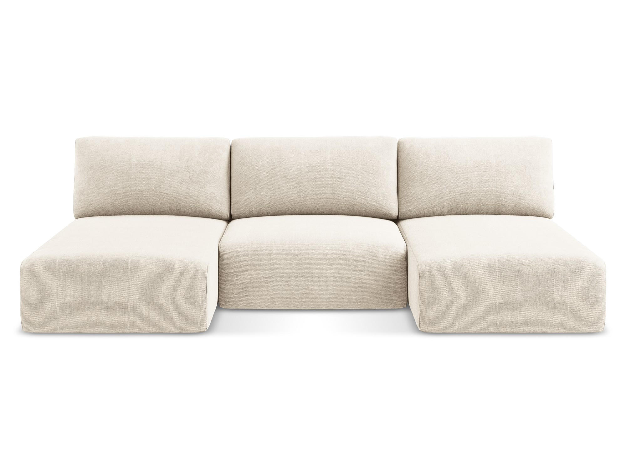 WOHNLANDSCHAFT Chenille Stoff Beige - Beige/Creme, Kunststoff/Textil (304/79/149cm) - Makamii