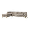 ECKSOFA Chesterfield Lexi Dunkle Creme Samt, Ottomane links - Goldfarben/Creme, Holz/Textil (305/200cm) - S-Style Möbel