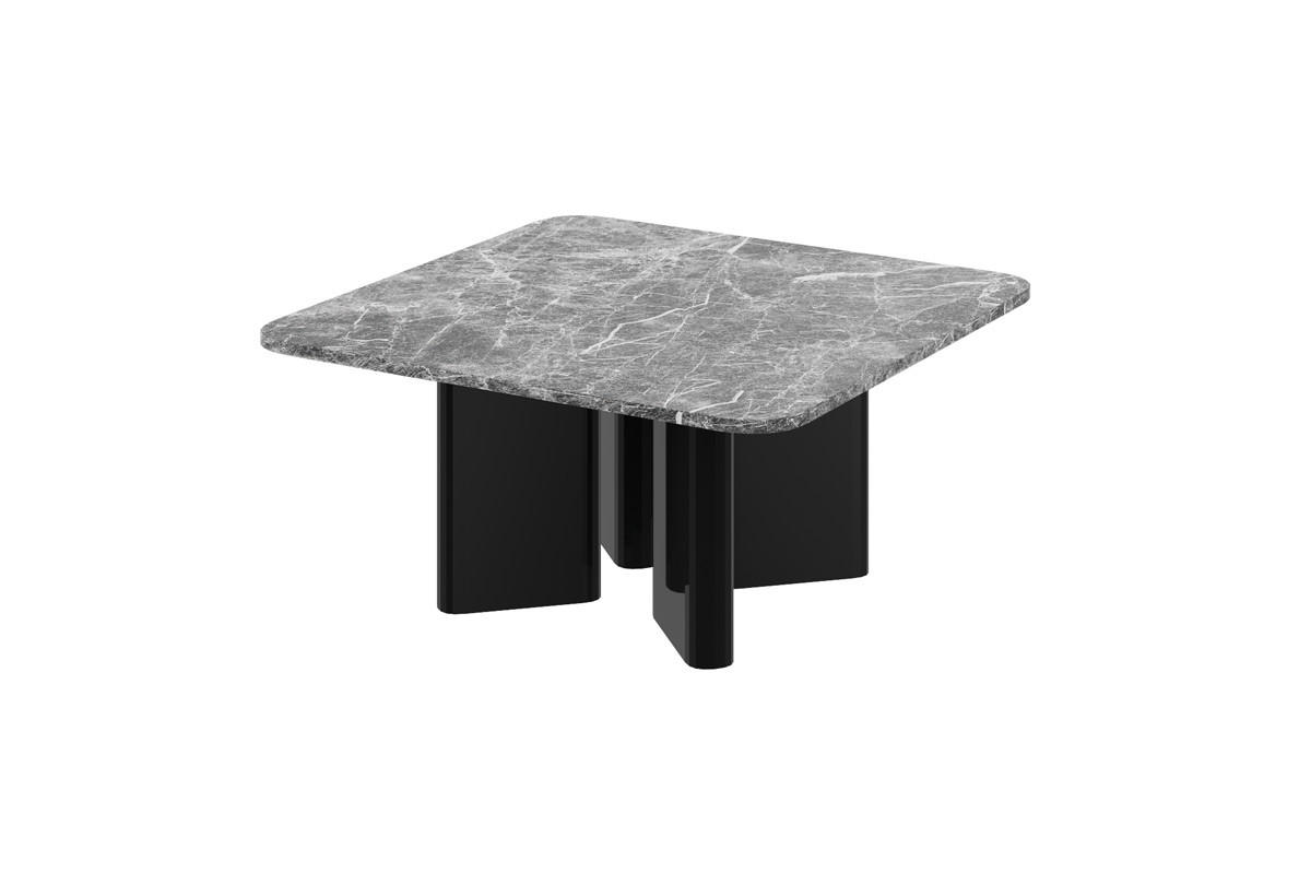 designimpex Couchtisch Schwarz Hochglanz, Anthrazit 80x50x80 cm