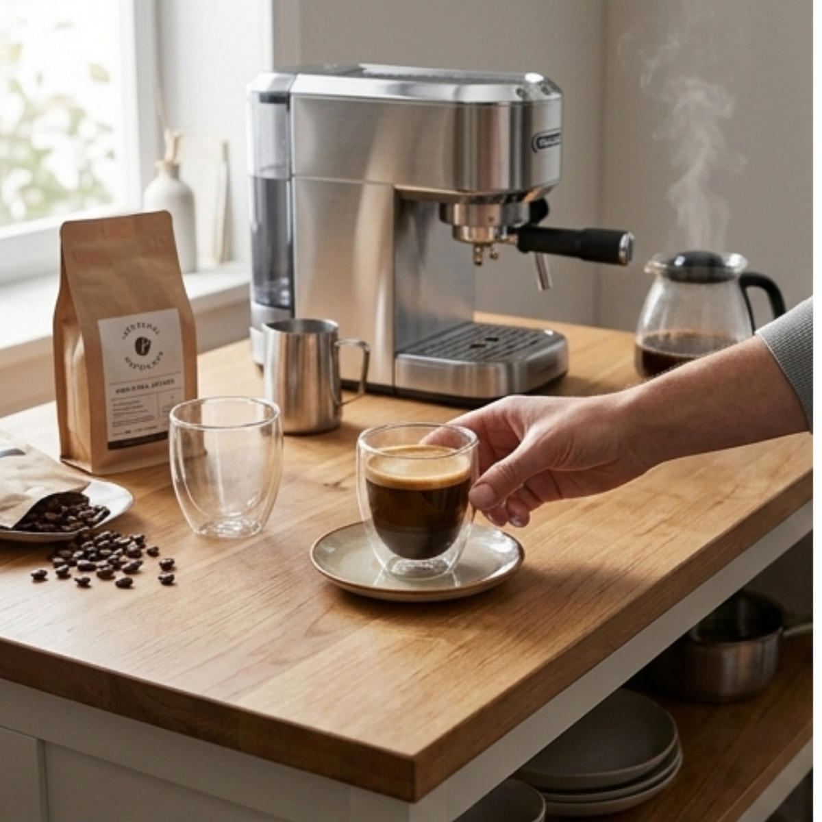 ESPRESSOGLÄSER Klasique Doppelwandig 100 ml – 6er Set Thermogläser Borosilikat, Schwebeeffekt, Hitzebeständig, Spülmaschinenfest - Transparent, Glas (0.1L) - JUNG