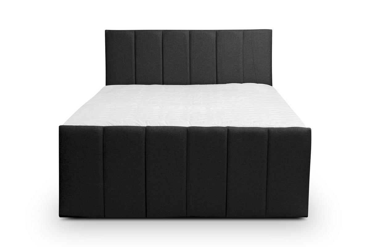 BOXBETT CLAUDINE mit 2 Bettkästen, 180x200, Farbe: Schwarz, Velourstoff, mit Bonell-Matratze inkl. Topper - Schwarz, Holz/Kunststoff (180/200cm) - VENASI MÖBEL