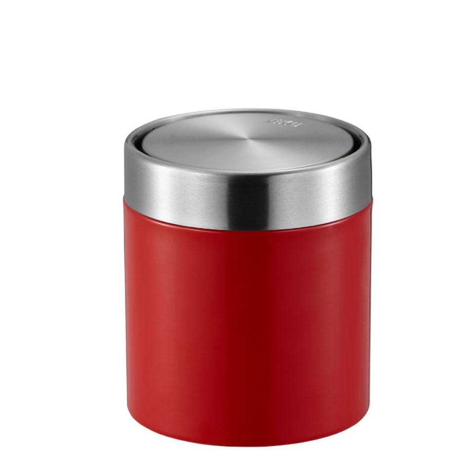 MÜLLEIMER 1,5 Liter 13,8x12 cm Edelstahl & Rot - Rot, Metall (12/13.8/12cm) - PROREGAL