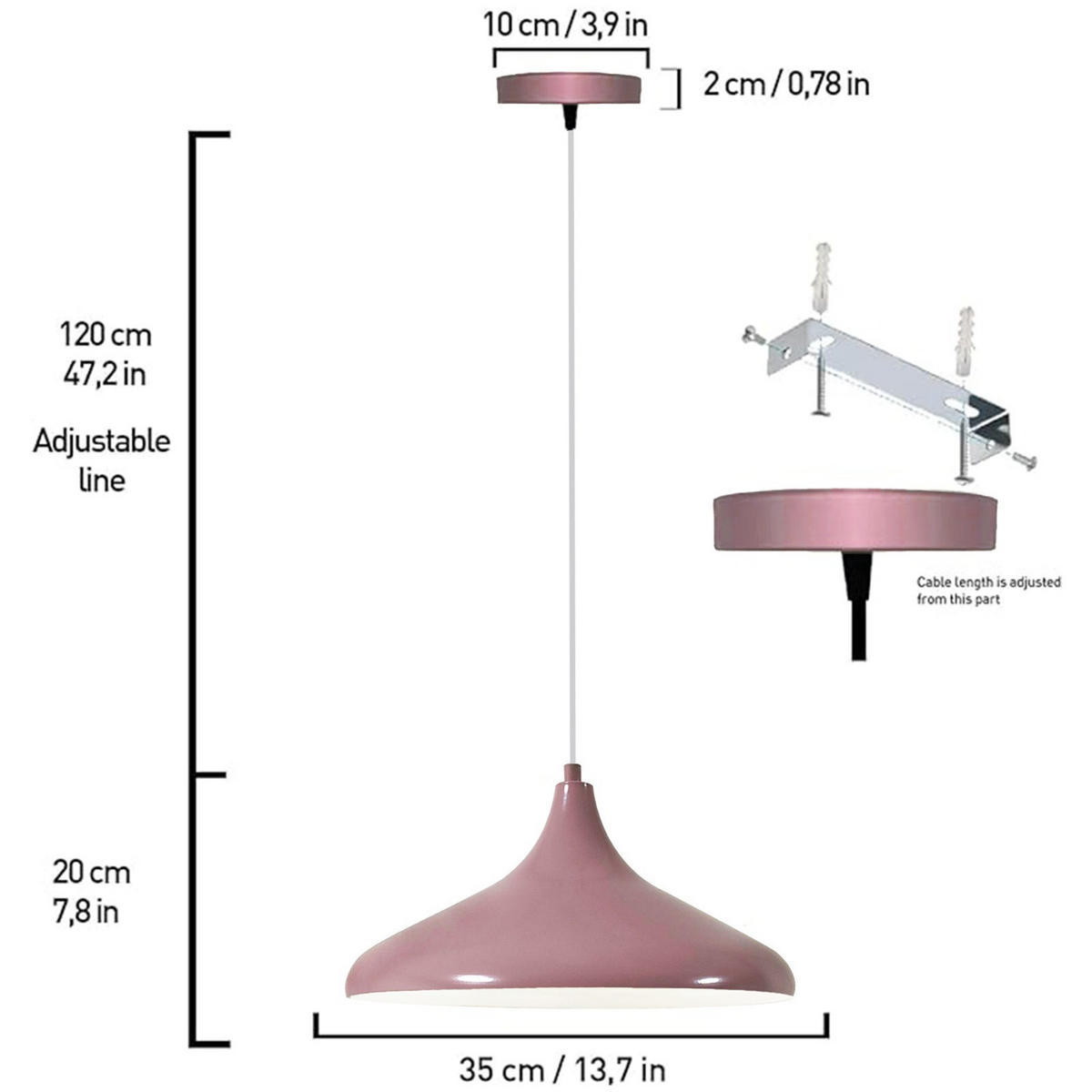 PENDELLEUCHTE Esstisch Champion 35/20 cm - Flieder, Metall (20/35/20cm) - Bamyum