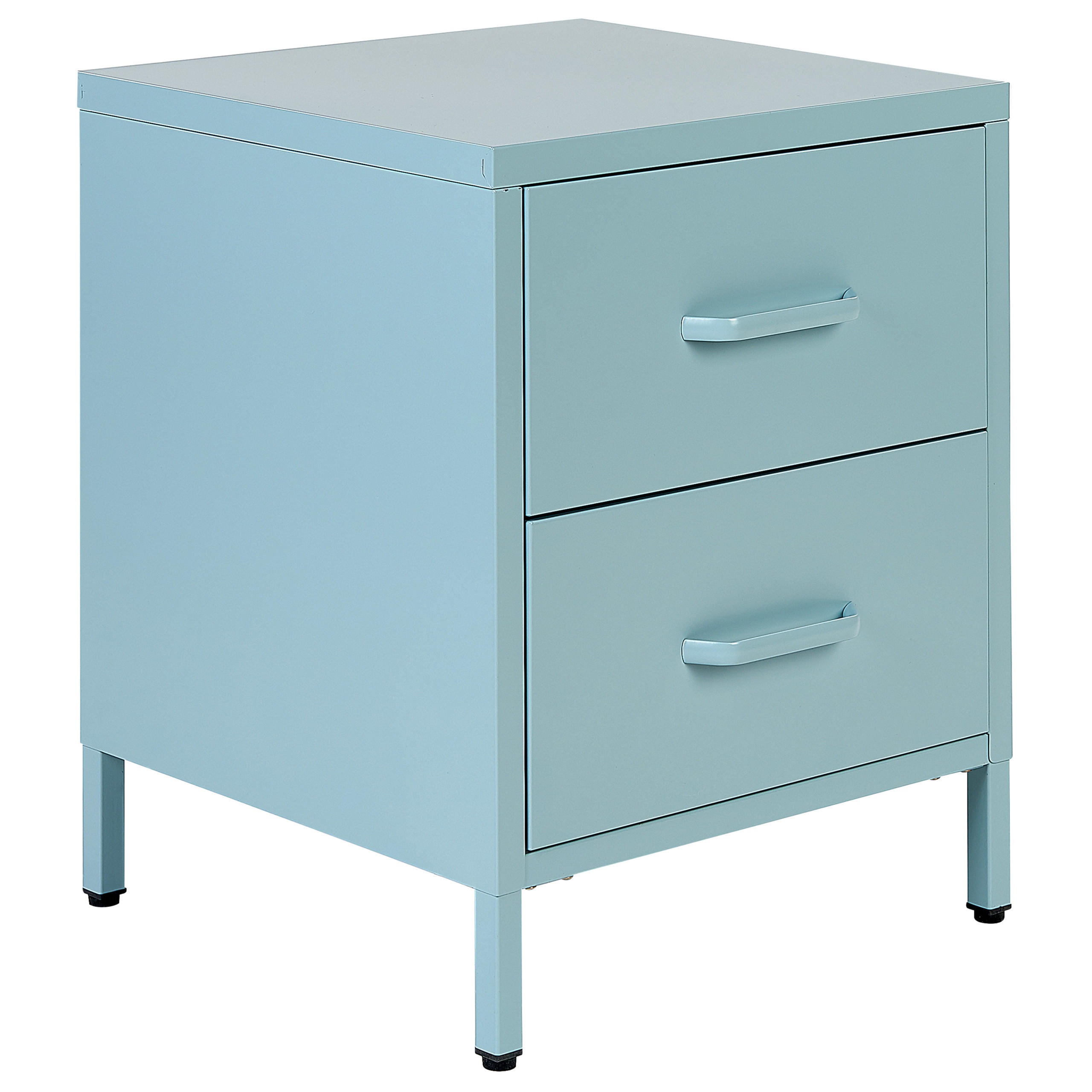NACHTTISCH hellblau 2 Schubladen Malavi - Blau, Metall (43/55/40cm) - Beliani