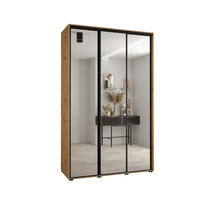SCHWEBETÜRENSCHRANK 235,2/160/60 3-türig - Schwarz/Eiche Artisan, Holz/Metall (160/235/60cm) - Abiks Möbel